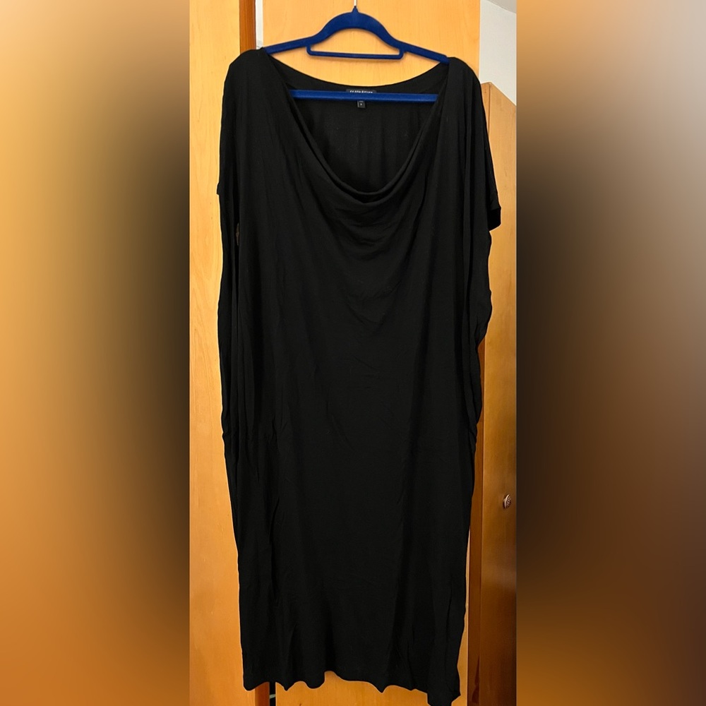 Two Eileen Fisher Midi Dresses Sz. L - Black and Dark Rose